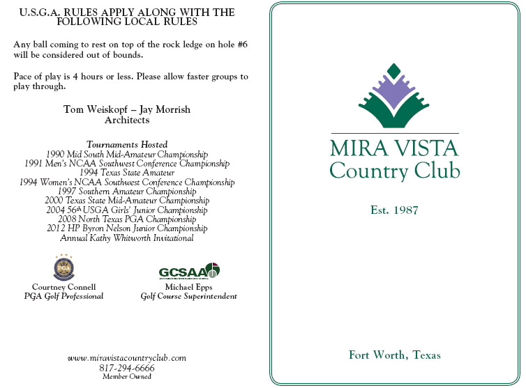 Mira Vista Country Club Scorecard